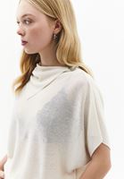 Bayan Krem Yaka Detaylı Transparan Bluz