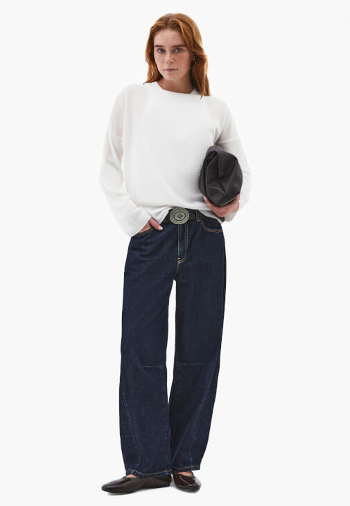 Triko Kazak ve Barrel-Fit Pantolon Kombini