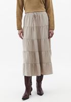 Bayan Bej Yüksek Bel Midi Etek