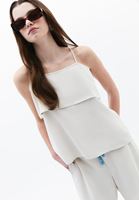 Bayan Krem Sırt Dekolteli Bluz