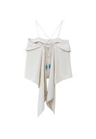 Bayan Krem Sırt Dekolteli Bluz