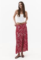 Bayan Çok Renkli Yüksek Bel Yırtmaçlı Midi Etek