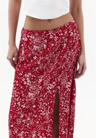 Bayan Çok Renkli Yüksek Bel Yırtmaçlı Midi Etek