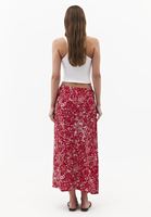 Bayan Çok Renkli Yüksek Bel Yırtmaçlı Midi Etek