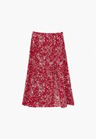 Bayan Çok Renkli Yüksek Bel Yırtmaçlı Midi Etek