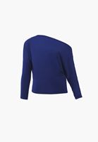 Bayan Mavi Asimetrik Yaka Tişört