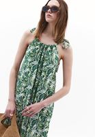 Bayan Çok Renkli Halter Yaka Bağlamalı Elbise