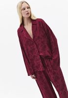 Bayan Kırmızı Jakarlı Oversize Gömlek