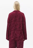 Bayan Kırmızı Jakarlı Oversize Gömlek