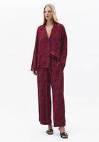 Bayan Kırmızı Jakarlı Wide-Leg Pantolon