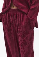 Bayan Kırmızı Jakarlı Wide-Leg Pantolon