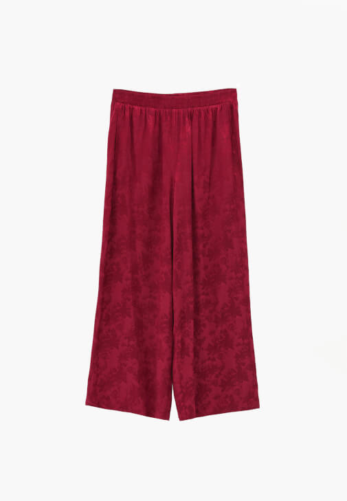 Wide-Leg Pantolon ve Jakarlı Gömlek Kombini