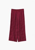 Bayan Kırmızı Jakarlı Wide-Leg Pantolon