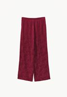 Bayan Kırmızı Jakarlı Wide-Leg Pantolon