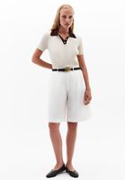 Bayan Krem Polo Yaka Triko Kazak