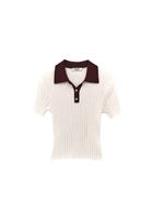 Bayan Krem Polo Yaka Triko Kazak