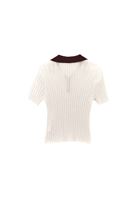 Bayan Krem Polo Yaka Triko Kazak