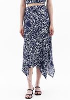 Bayan Çok Renkli Yüksek Bel Asimetrik Kesim Etek