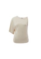 Bayan Krem Büzgü Detaylı Asimetrik Bluz