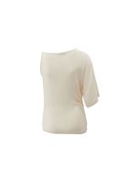 Bayan Krem Büzgü Detaylı Asimetrik Bluz