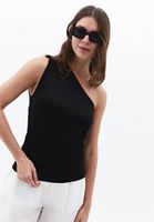 Bayan Siyah Tek Omuzlu Bluz