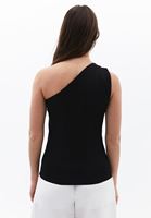 Bayan Siyah Tek Omuzlu Bluz