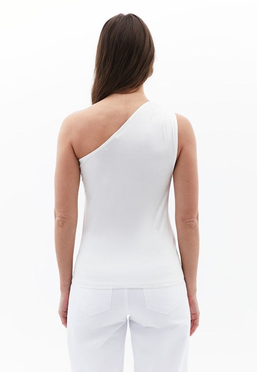 Tek Omuz Detaylı Bluz ve Wide-Leg Pantolon Kombini