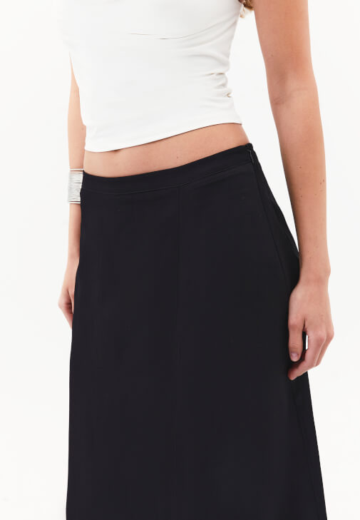 Midi Etek ve Kaşmir Karışımlı Kazak Kombini