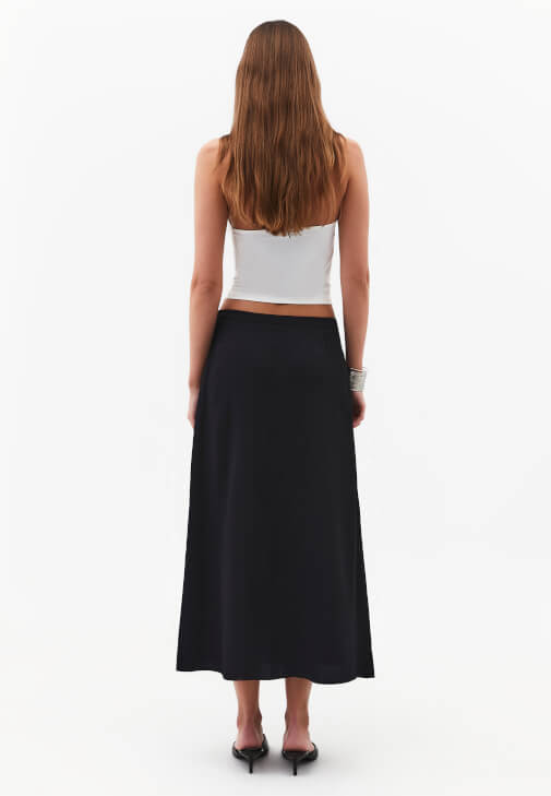 Midi Etek ve Kaşmir Karışımlı Kazak Kombini