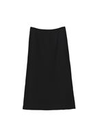 Bayan Siyah Yüksek Bel Yırtmaçlı Midi Etek