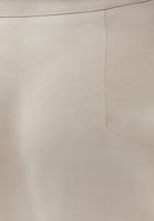 Bayan Bej Yüksek Bel Yırtmaçlı Midi Etek