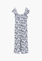 Bayan Çok Renkli Yırtmaç Detaylı Midi Elbise