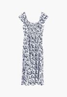 Bayan Çok Renkli Yırtmaç Detaylı Midi Elbise