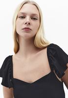 Bayan Siyah Yırtmaçlı Midi Elbise