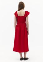Bayan Kırmızı Yırtmaçlı Midi Elbise