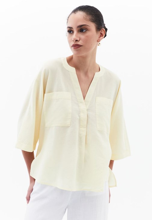 Oversize Gömlek ve Keten Wide-Leg Pantolon Kombini