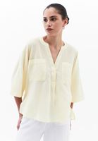 Bayan Sarı Oversize Cepli Gömlek