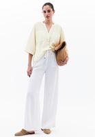 Bayan Sarı Oversize Cepli Gömlek