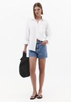 Bayan Beyaz Cep Detaylı Pamuklu Gömlek