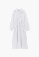 Bayan Beyaz Kemer Detaylı Uzun Elbise