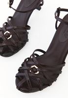 Bayan Kahverengi Tokalı Topuklu Ayakkabı