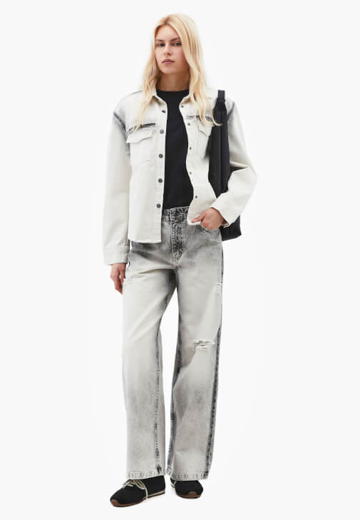 Gri Straight-Fit Denim Pantolon