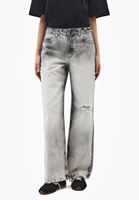 Bayan Gri Straight-Fit Denim Pantolon