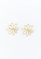 Bayan Altın Çiçekli Küpe