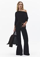 Bayan Siyah Wide-Leg Denim Pantolon