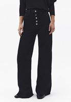 Bayan Siyah Wide-Leg Denim Pantolon