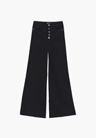 Bayan Siyah Wide-Leg Denim Pantolon