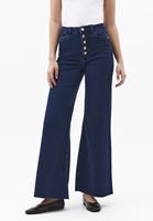 Bayan Lacivert Wide-Leg Denim Pantolon