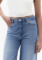 Bayan Mavi Wide-Leg Denim Pantolon