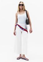 Bayan Beyaz Wide-Leg Denim Pantolon